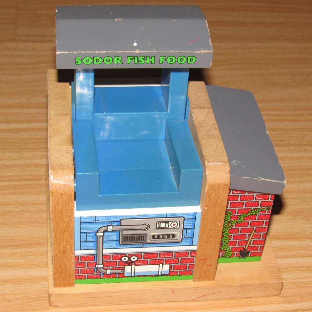 Thomas Wooden Railway Train Engine Track Sodor Fish Food Factory Mixer Store